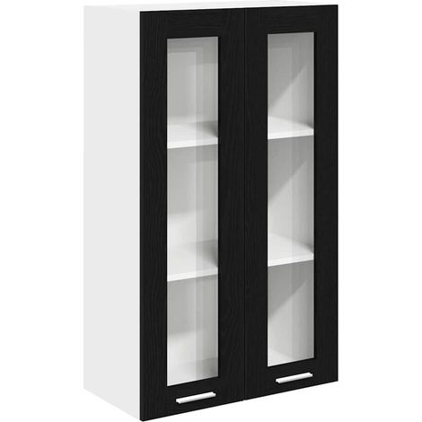 Maison Exclusive - Armadio pensile con porta Riga Rovere Nero 60 x 31 x 100 cm