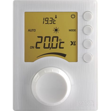 Delta Dore – Thermostat digital radiofréquence TYBOX 33 – Gestion de chauffage connecté – Écran rétro éclairé – Plage de réglage 5 à 30°C