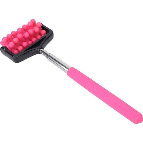 Teleskop-Rückenmassagestab, für Männer und Frauen, zur Anwendung zu Hause, zur Linderung von Muskelschmerzen, rosa Massagerolle