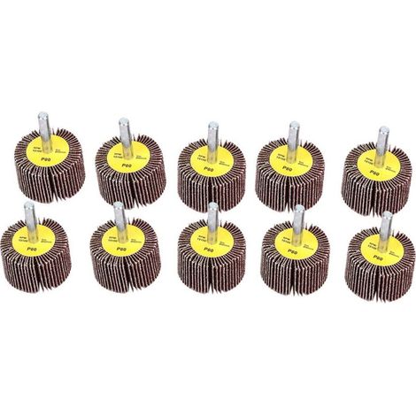 10 pieces grinding flap wheels, polishing disc, sandpaper, flap disc with 6 mm shaft, 40 x 25 x 6 mm (1/5)