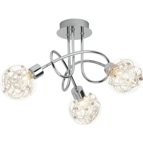 BRILLIANT lampe Joya plafonnier 3 lumières chrome 3x QT14, G9, 33W, adapté aux lampes à culot à broche (non incluses) Échelle A ++ à E Fil décoratif dans le verre (1/3)