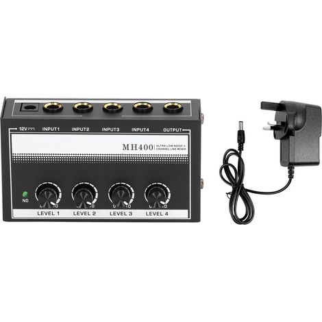 Amplificateur casque portable 4 canaux métal faible bruit mono pour studio et scène 100-240V prise UK blanche (1/5)