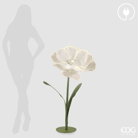EDG Decoro Anemone Jumbo Bianco Led Con Base H 110