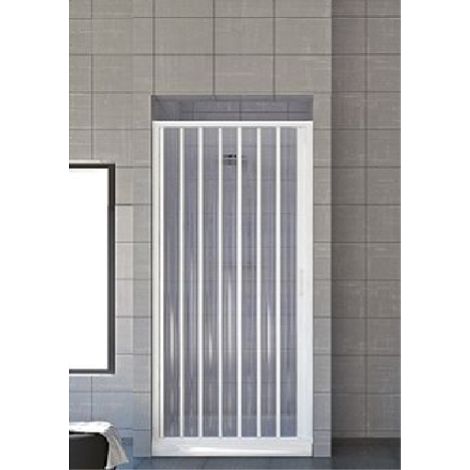 Paroi de douche Kura avec une porte cm 100 h 185 ouverture frontale avec soufflet en PVC blanc livre' monte'
