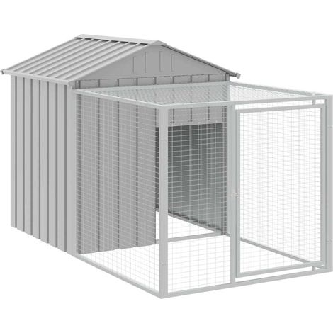 vidaXL Hühnerstall mit Freilauf grau 117x201x123 cm galvanisierter Stahl