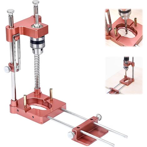 Support de perçage avec mandrin, guide de perçage réglable, outil de travail du bois portable de précision, guide de perçage pour outils manuels, ensemble d'outils de guidage vertical - Pour surfaces (1/5)