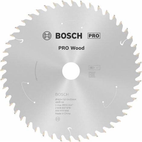 Bosch Kreissägeblatt Standard for Wood für Akkusägen 160x1.5/1x20, 48 Zähne