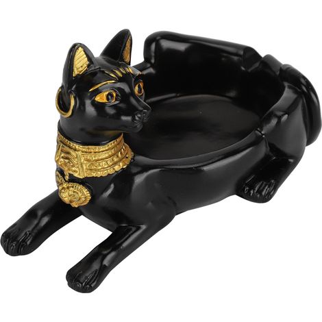 Vintage-Aschenbecher aus Kunstharz, ägyptische schwarze Katzenfigur, Dekorationsartikel für Zuhause oder Büro (1/5)