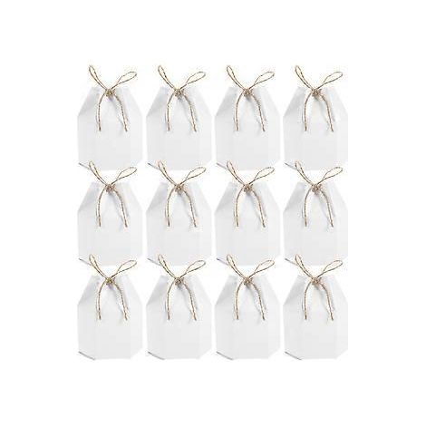 50 Stück sechseckige Bonbonboxen, süße Gastgeschenke für Hochzeiten, Feste und Feiertage, Papiergeschenkboxen (weiß)