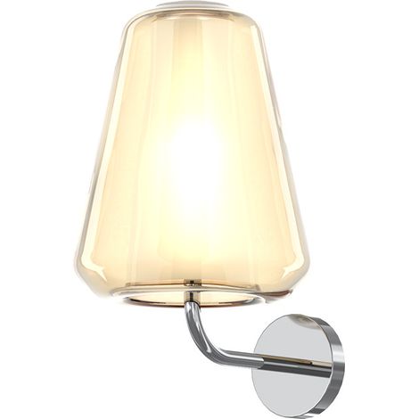Applique Contemporanea Double Skin Gamma Metallo Cromo Vetro Ambra 1 Luce E27