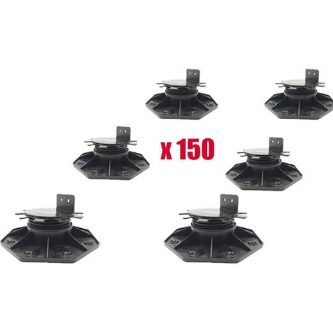 SCATOLA DA 150 TASSELLI REGOLABILI DA 30 A 60 MM PER TERRAZZO IN LEGNO E COMPOSITO - Colore: nero (1/4)