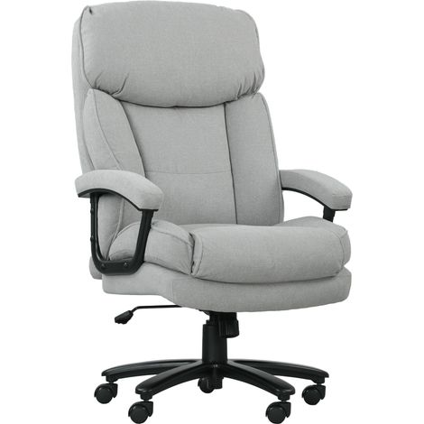 Grand fauteuil de bureau haut, capacité 200 kg, gris clair