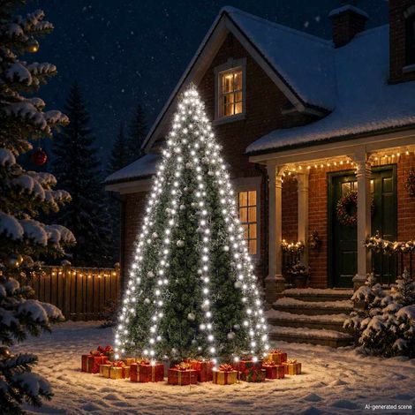 vidaXL Red de luces de árbol de Navidad 400 LEDs blanco frío 400 cm (1/5)