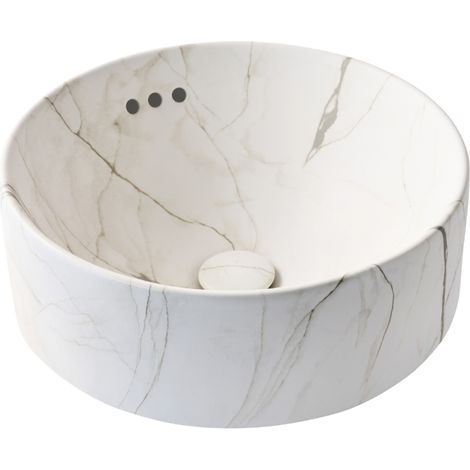 Vasque ronde à poser JACOB DELAFON Vox marbre blanc sculptural + bonde (1/5)