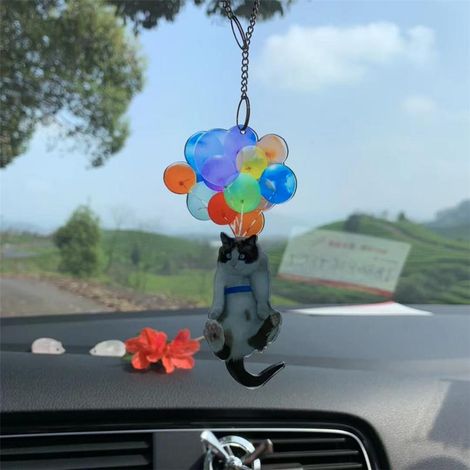 Chat suspendu pour voiture, décoration intérieure, pendentif auto, ornement rétroviseur, accessoire véhicule, pièce unique. (1/4)