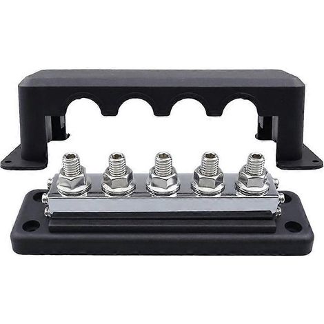Bloc de distribution d'alimentation M8, barre omnibus 24V 600A, bornier électrique, convient aux camions, navires, voitures, camping-cars et véhicules de loisirs, noir. (1/5)