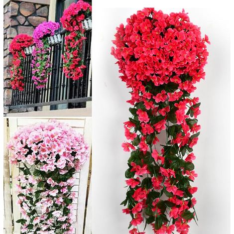 Bouquet D'hortensias Violets Artificiels, Décoration D'extérieur En Pendentif, Pour Mur, Jardin, Mariage, Fête, Décoration D'intérieur,Rouge (1/5)