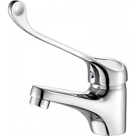 Robinet argenté hauteur 13,5 cm 1 mitigeur lavabo avec poignée médicale robinet de salle de bain pour personnes à mobilité réduite (1/5)