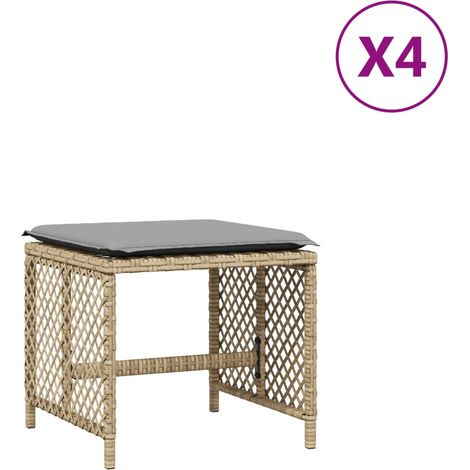 Tabourets jardin，Repose-pied et coussins lot de 4 mélange beige 41x41x36 cm CFW76163 (1/5)
