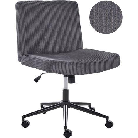 Silla de escritorio giratoria con tapizado de pana asiento ancho neumático inclinable para oficina en casa gris Geddes (1/5)