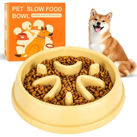 Gamelle Anti Glouton Chien ou Chat,Gamelle à Alimentation Lente,Anti Gulp favorise Une Alimentation Saine pour Tous Les Animaux de Compagnie (1/5)