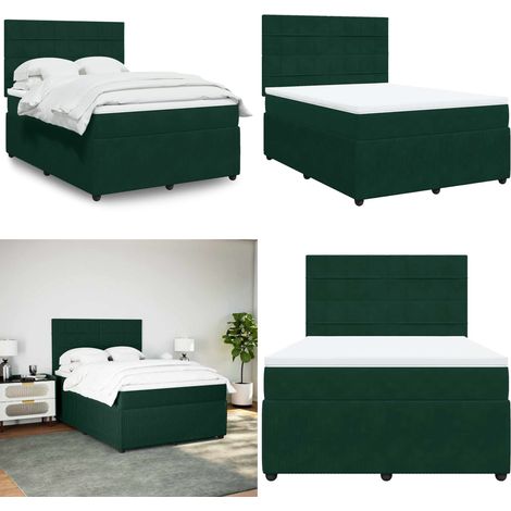 vidaXL Boxspringbett mit Matratze Dunkelgrün 160x200 cm Samt (1/5)