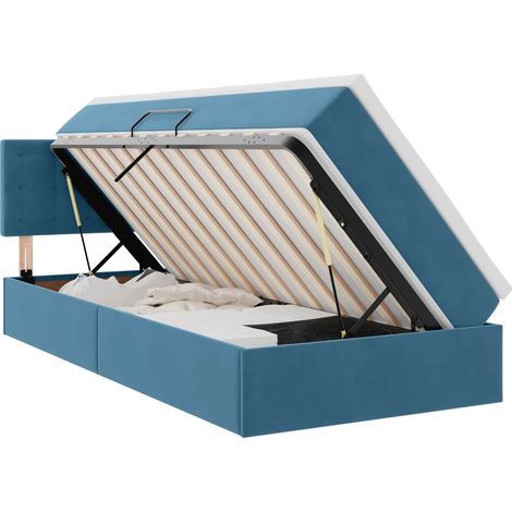 Maison Exclusive - Letto con contenitore LED e materasso Blu Scuro 90 x 190 cm