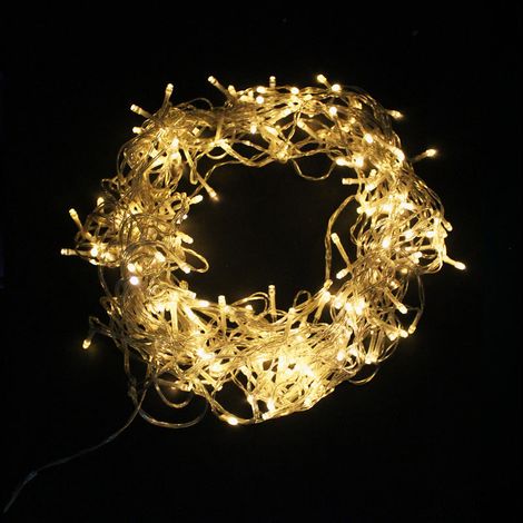 Guirlande Rideau lumineux 600LED IP44 10M - câble transparent - Blanc Chaud - SILUMEN (1/5)