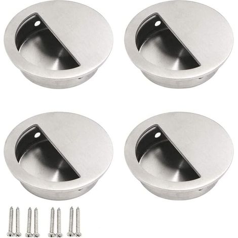 Poignée de porte encastrée en acier inoxydable argenté pour porte de placard ou tiroir Mini poignées de barre de demi-cercle (1/5)
