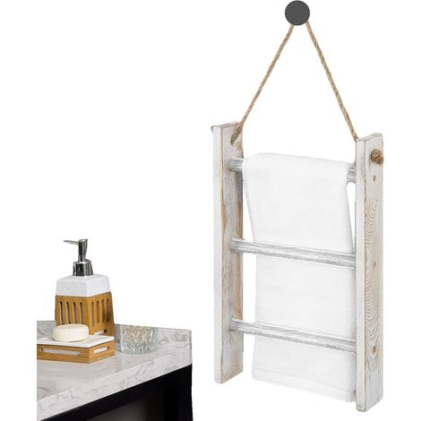 Tier Towel Rack Scalas for Blankets Wooden Shelf Bathroom (1/5)