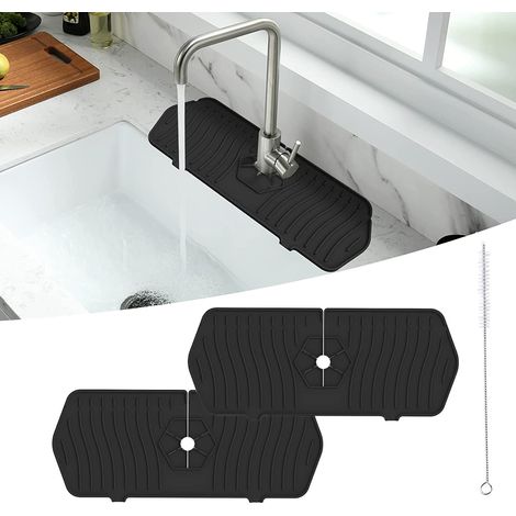 Tapis Anti-Éclaboussures - En Silicone Naturel - Pour Robinet D'Évier Cuisine Et Salle De Bain - Lot De 2 (1/5)
