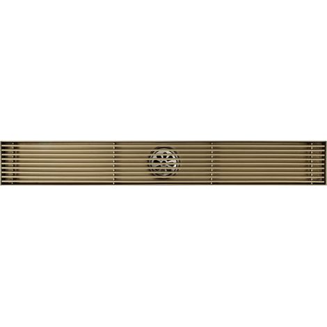 Drain de Douche Linéaire, Caniveau de Douche en Acier INOX Siphon de Sol Détachable Drain de Plancher Anti-Odeur Grille Douche Grand Calibre Anti-Colmatage Filtre Cheveux Douche,Bronze (1/5)