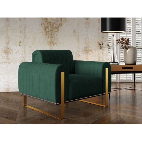 Sessel Designersessel VALERIE in Stoff Elisa Velvet Flaschengrün (1/4)