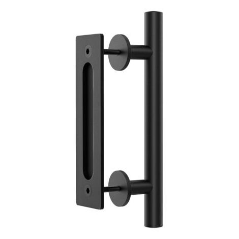 BUNTHAUS 1 Pcs 30CM Poignée de Porte Coulissante, Noires Avec Poignée de Porte Coulissante, Grande Taille Rustique, Convient pour Portails, Garages, Armoires (1/5)