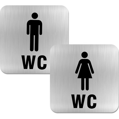 2 Signalétique Toilettes Autocollante, Signalétique WC en Acier Inoxydable (1/5)