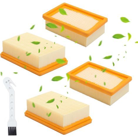 Lot de 4 filtres plissés plats avec 1 petite brosse pour KärcherWD4, Kärcher WD5, Karcher WD6, MV4, MV5, MV6, aspirateur multi-usages, accessoires pour filtres Kärcher, pour Kärcher (1/5)