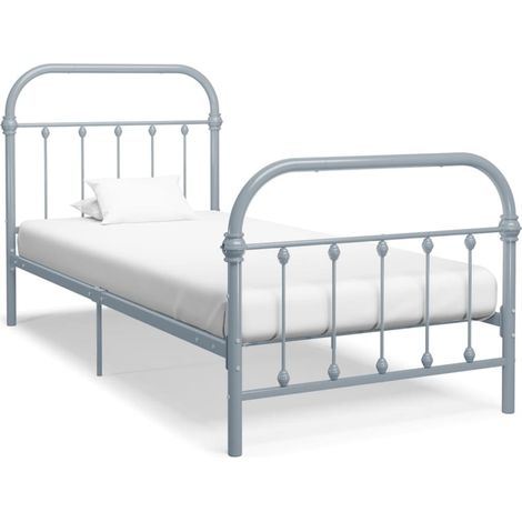 Estructura de cama sin colchón metal gris 90x200 cm