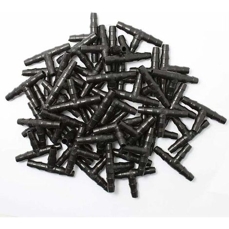 100 pezzi di connettori a T per irrigazione a goccia, giunto a T per irrigazione a goccia, connettore a T universale da 1/4" (1/5)