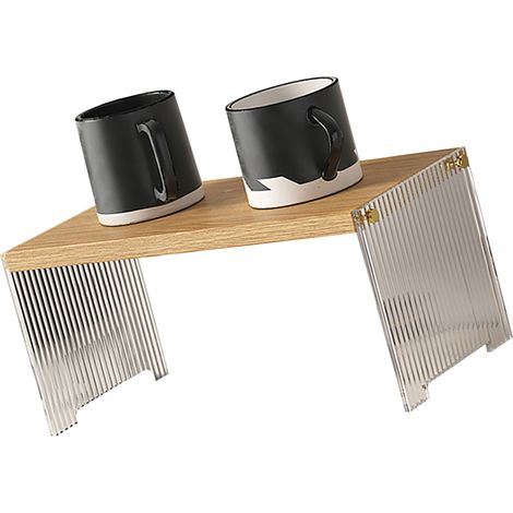 Set mit 1 Kaffeetassenablage, stabiler Stand, großes Fassungsvermögen, Organizer für die Arbeitsplatte im Wohn- oder Schlafzimmer, Holzfarbe (1/5)
