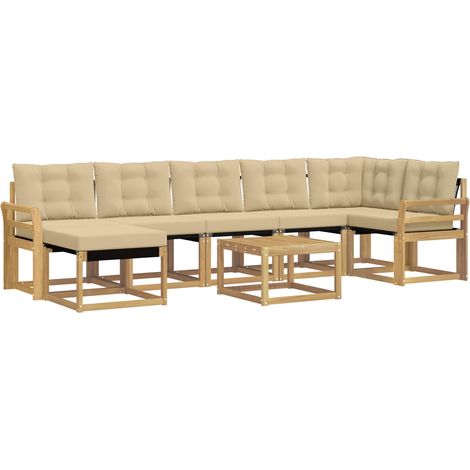 Conjunto de sofás de exterior con cojín 8 pcs y Beige vidaXL