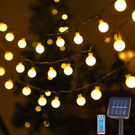Guirlande lumineuse boule à LED - 3 m - 20 LED blanches - Fonctionne avec piles - Guirlande lumineuse d'extérieur à LED - Guirlande lumineuse globe d'extérieur - Idéale pour chambre d'enfant, jardin (1/5)