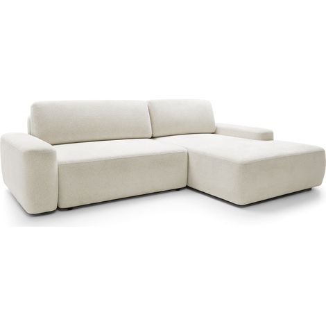 Selsey Baleo - Ecksofa mit Schlaffunktion, Chenille-Bezug, Creme, rechtsseitig (1/5)