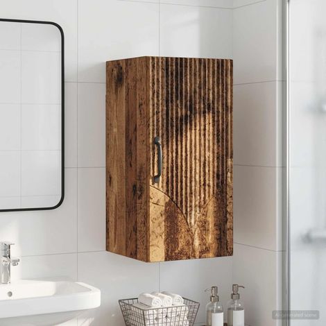vidaXL Armario de pared para baño HOORN Madera envejecida (1/5)