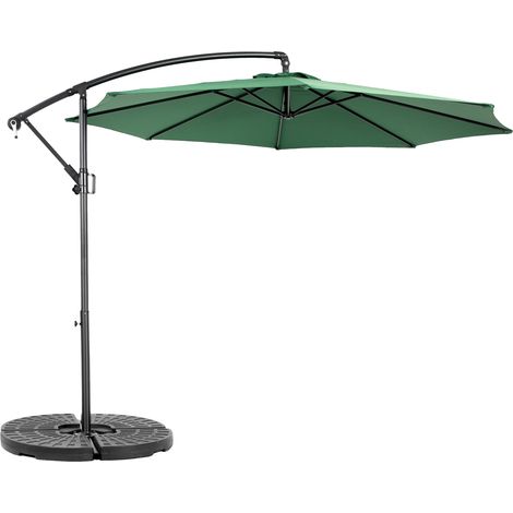 Parasol déporté 3 mètres vert foncé avec inclinaison réglable pour terrasse et jardin (1/5)