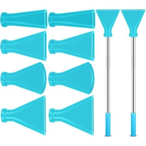 Ensemble complet d'équipement d'art fluide 8 buses de soufflage Pailles inoxydable Bouches en silicone Buses de peinture de taille multiple Buses de soufflage de taille multiple, bleu (1/5)