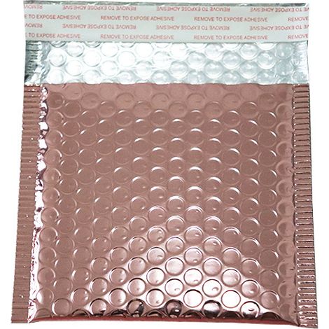 Enveloppe bulle rose gold métallisée, pochette d’expédition rembourrée 15 × 13 cm