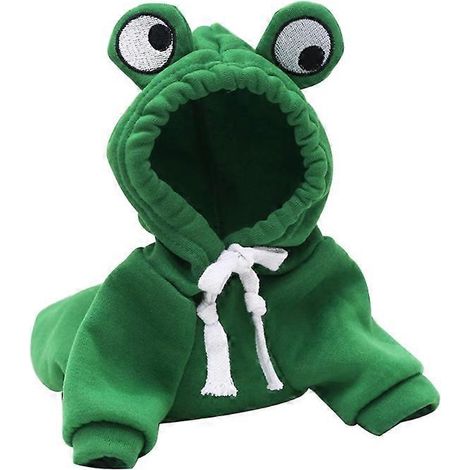 Sweat-shirt à capuche chaud d'hiver, vêtements mignons, motif fruits, automne/hiver, animaux de compagnie, chiens, à capuche - Taille L - Grenouille verte (1/5)