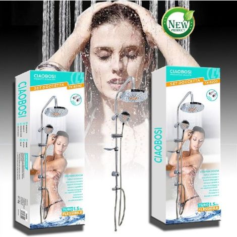 TRADE SHOP - Set Doccetta Bagno Colonna Doccia Saliscendi Cromato Rubinetto Soffione Tx-8200 - (1/4)