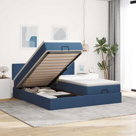 Ottoman-Bett mit Matratzen Blau 200x200 cm Stoff (1/5)