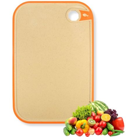 Planche à Découper Plastique Épaisse, 30 x 20cm Planche à Découper Antidérapante et Antibactérienne pour Cuisine, Sans BPA, avec Rainure de Jus et Poignées, Matériau PP Alimentaire (1/5)